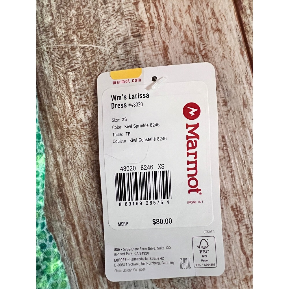 Marmot Larissa Dress XS Kiwi Sprinkle UPF 30 Athletic Active Tennis Outdoor - Picture 6 of 10